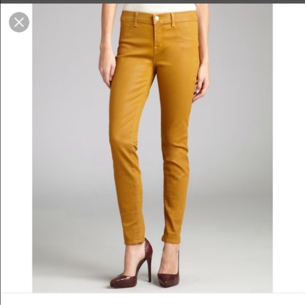 J Brand Skinny Jean Leggings in Coated Dijon‎ Size: 27